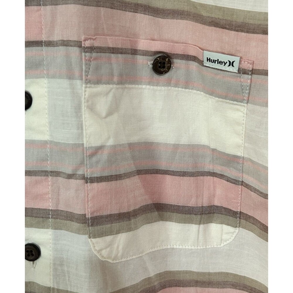Hurley One & Only Lido Stripe Short Sleeve Button-Up Shirt Men’s M NWT Coastal - Picture 6 of 10
